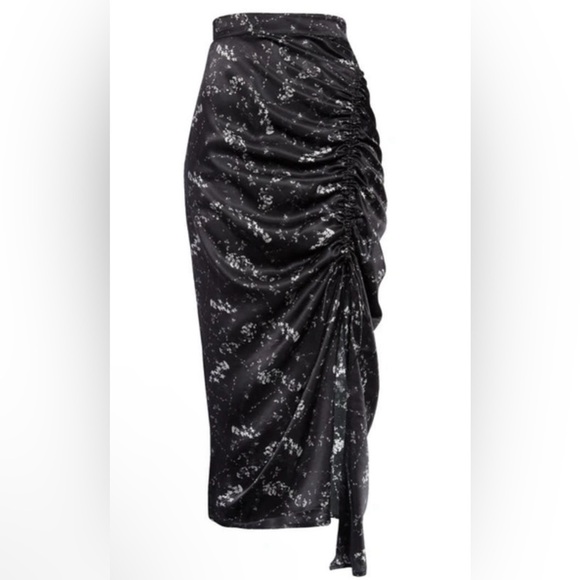 All Saints Dresses & Skirts - ALLSAINTS - CARLA FREYA RUCHED SATIN SKIRT IN BLACK- NWT SIZE 0